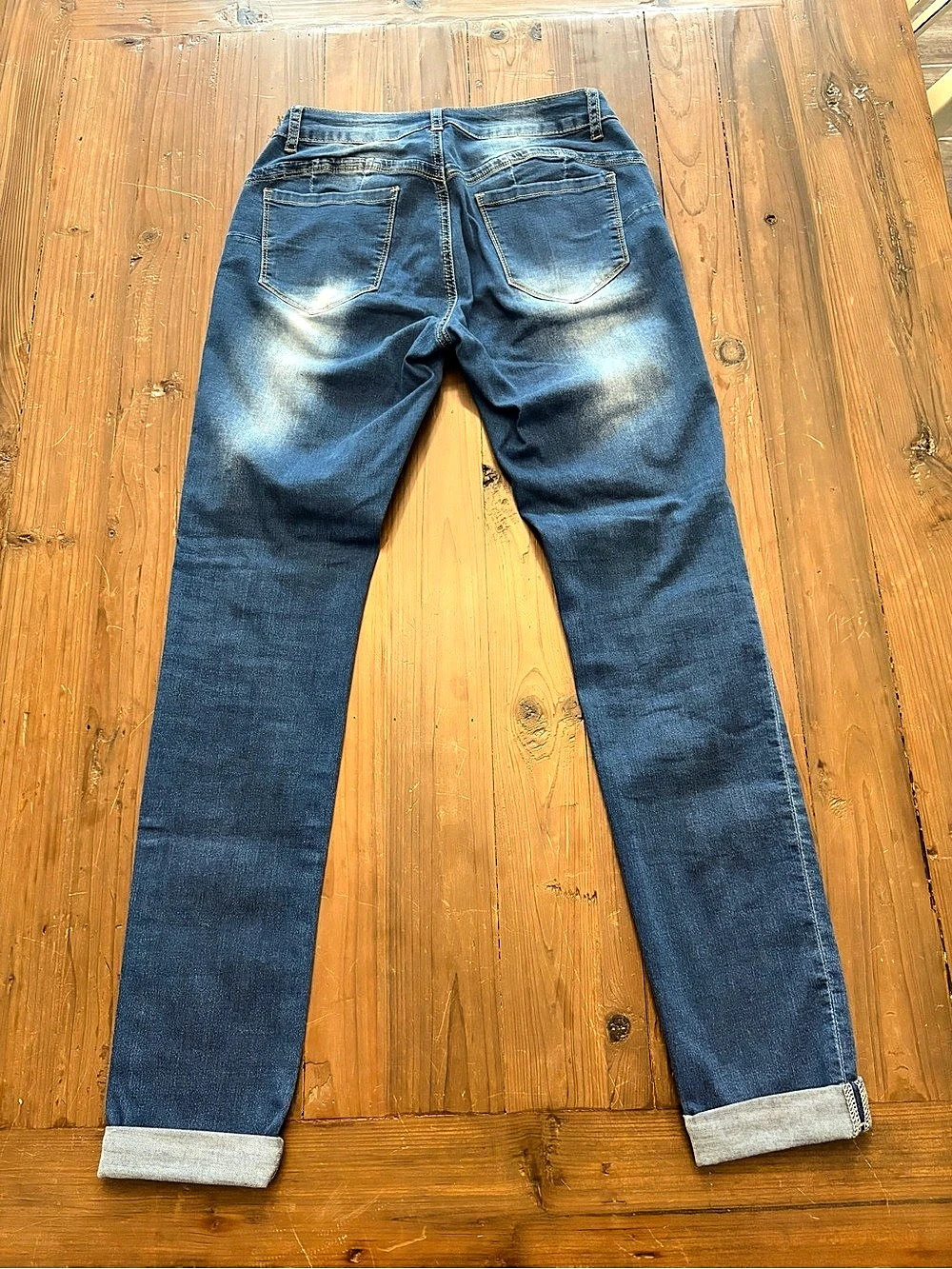Unbranded Distressed Skinny Jeans Medium Wash Cuffed Size S - Picture 3 of 8